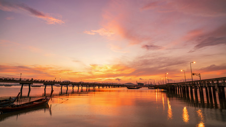 Dramatic sky in sunrise seascape nature view.の写真素材