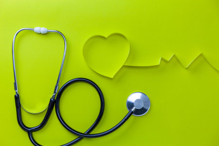 World health day background, Healthcare and medical background concept of Stethoscope with heart...