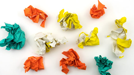 Various colorful paper ball on white background