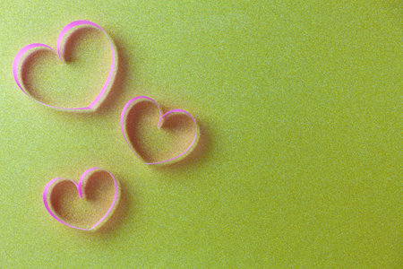 World health day background, Healthcare and medical background concept of heart ribbon on gold paper background Copy space.の写真素材