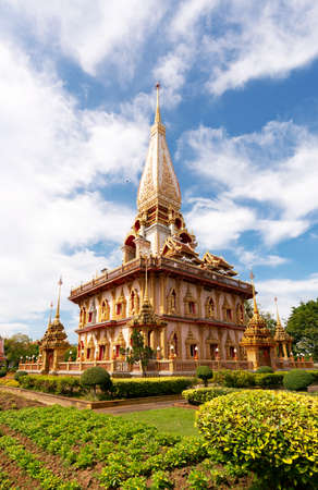 Beautiful pagoda in Phuket, Thailand - 9 December 2020 , The Phra Mahathat Chedi (Great Relic Stupa) Wat Chalong or Wat Chaithararam is famous tourist destination in Phuket Thailand.のeditorial素材
