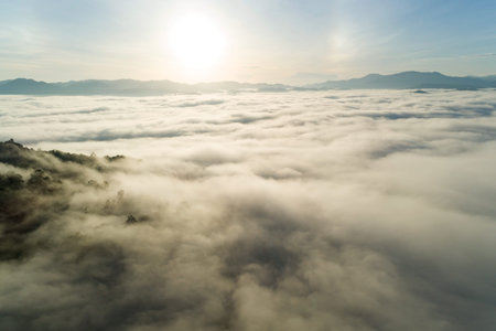 Amazing Landscape light nature scenery view, Beautiful light sunrise or sunset over Tropical sea and...