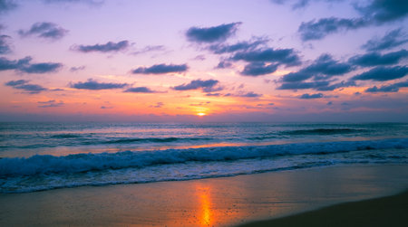 Beautiful light sunset or sunrise at the sea amazing light nature landscape background