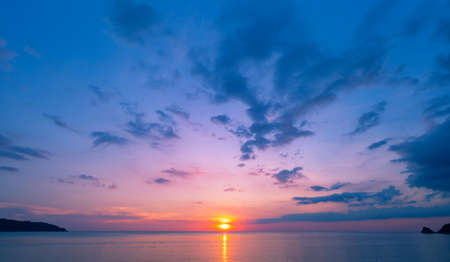 Amazing Sunset or sunrise sky clouds over sea sunlight in Phuket Thailand Amazing nature landscape seascapeの写真素材