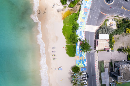Patong beach Phuket Thailand beautiful road on April 6-2022.Tropical landscape from aerial shoot....