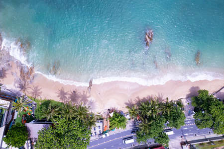 Aerial view of beautiful sunny day Seashore at Kalim beach near Patong beach in Phuket Thailand Amazing sea landscape High angle viewの写真素材