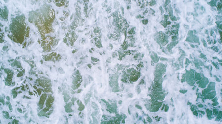 Sea waves Blurred background top view from drone camera Nature backgroundの写真素材