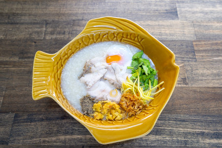 Fish Porridge,rice soup with sliced fish.Thai breakfast style
