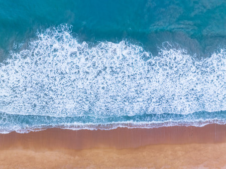 Sea surface aerial view,Bird eye view photo of waves and water surface texture,Amazing sea background, Beautiful nature landscape view sea ocean backgroundの写真素材