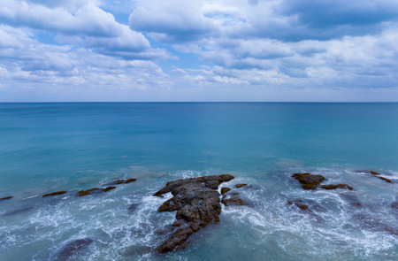 Sea surface aerial view,Bird eye view photo of blue waves and water surface texture, Blue sea background Beautiful nature, Amazing view sea backgroundの写真素材