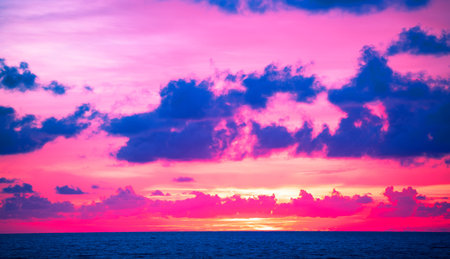 Sunset or sunrise sky clouds over sea sunlight in Phuket Thailand ,Amazing nature beach landscape...