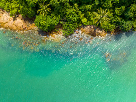 Aerial view of beautiful sea in summer season landscape view sea backgroundの写真素材
