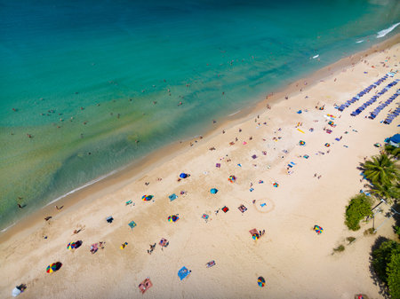 Beautiful sea landscape view at Phuket island Thailand in summer season,Drone camera view shot