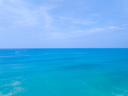 Tropical sea beach landscape blue sky white clouds background,Summer sea beach backgroundの写真素材