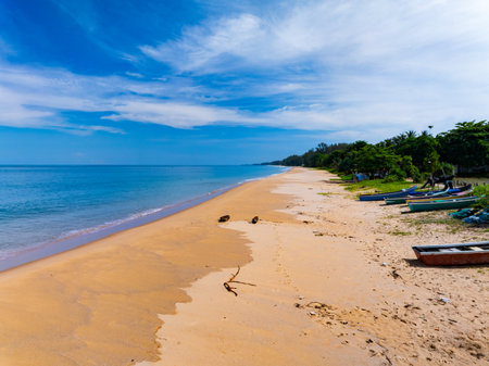 Beautiful beach and sand texture in sunny summer day backgroundの写真素材