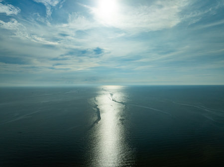 Beautiful sea summer landscape in high travel season in Thailand, Nature sky sea background,High angle view seascape nature viewの写真素材