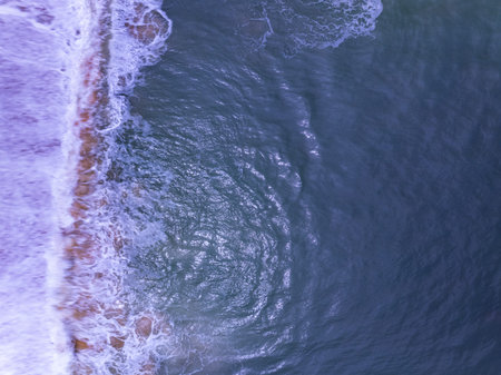 Top view waves background, Natural background photo sea texture with waves soft focus