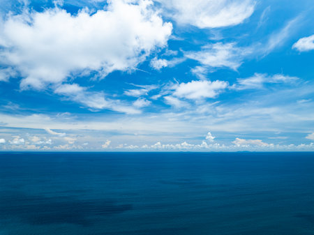 Beautiful sea summer landscape in high travel season in Thailand, Nature sky sea background,High angle view seascape nature viewの写真素材