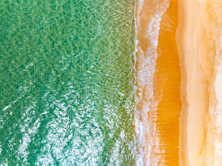 Beautiful sea surface in summer season seascape background ,Nature sea beach background,High angle view waves seascape nature viewの写真素材