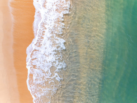Amazing sea surface in summer season background,Nature waves sea beach background,High angle view...