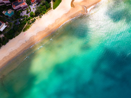 Amazing sea surface in summer season background,Nature waves sea beach backgroundの写真素材