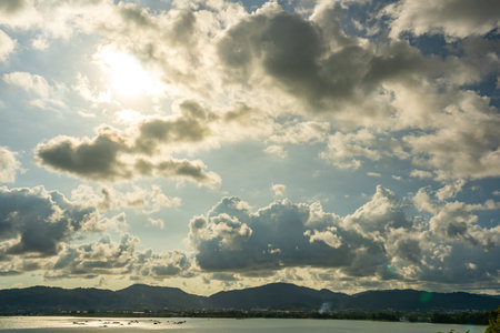 Beautiful clouds in sunset or sunrise over sea,Colorful scenery sunset sky, Amazing clouds wonderful light sky backgroundの写真素材