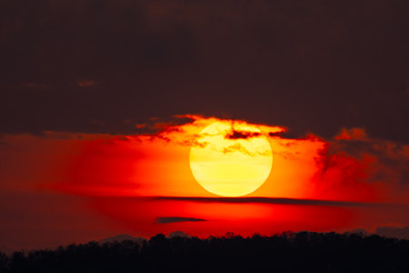 Colours of sunset clouds background, Skyscape nature composition, Natural clouds backgroundの写真素材