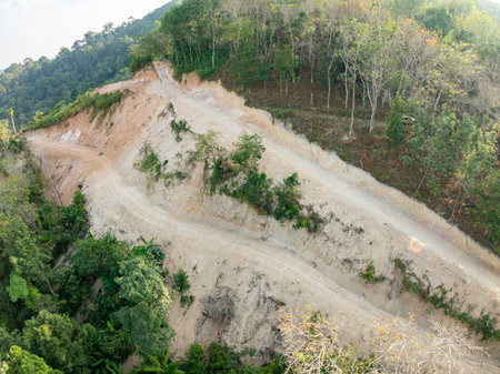 Deforestation aerial photo,Forest destroyed environmental damage from deforestation and land erosion...