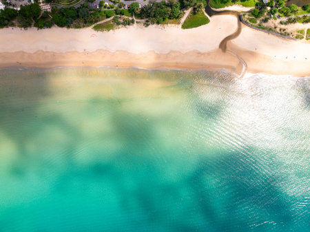 Top view Beautiful beach nature sea,Amazing landscape sea in summer backgroundの写真素材