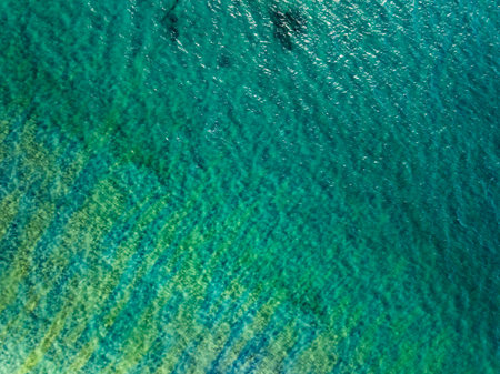 Beautiful landscape summer sea beach nature background,Amazing waves texture background, Aerial view wide angle sea backgroundの写真素材