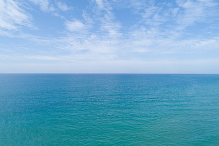 Landscape nature view blue sky white clouds over sea in good weather dayの写真素材