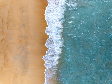 Aerial view landscape sea beach in raining season at Phuket island Thailandの写真素材