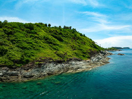 Aerial view landscape view sea beach in summer season at Phuket island Thailandの写真素材