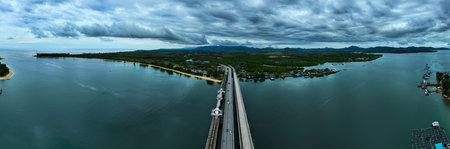 Aerial view panorama landscape nature view in sunset or sunrise sky background