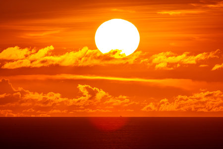 Beautiful sunset or sunrise over the sea with colorful clouds,Amazing clouds and majestic light...