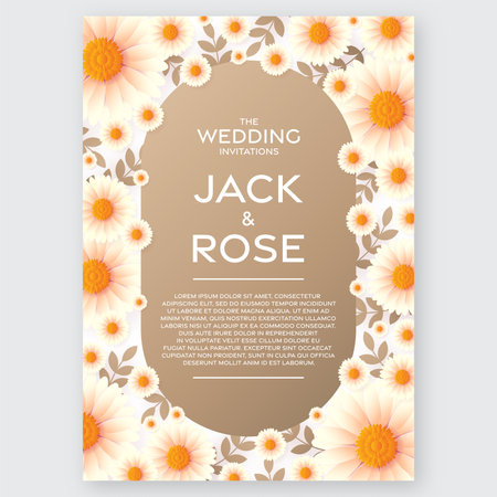 Wedding invitation floral card. Paper cut flowers for decor, realistic effect. Bright holiday design. with flowers paper cutのイラスト素材