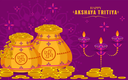 Indian Religious Indian Festival Akshaya Tritiya Celebration flat design.のイラスト素材