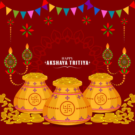 Indian Religious Indian Festival Akshaya Tritiya Celebration flat design.のイラスト素材