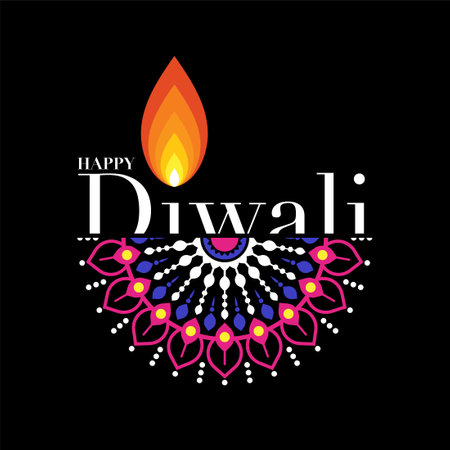 Happy Diwali, Deepavali or Dipavali the Indian festival Celebration flat design.のイラスト素材