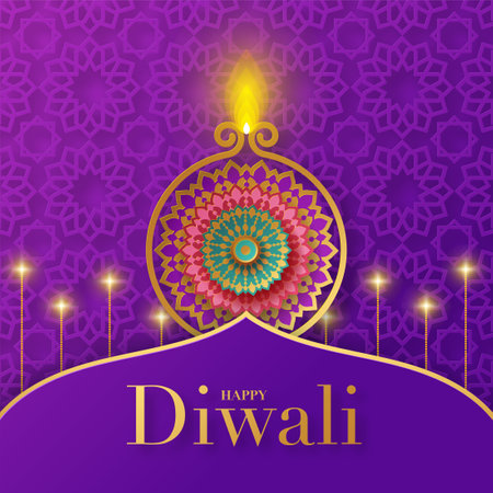 Happy Diwali, Deepavali or Dipavali the Indian festival Celebration flat design.のイラスト素材