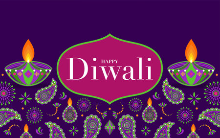 Happy Diwali, Deepavali or Dipavali the Indian festival Celebration flat design.のイラスト素材
