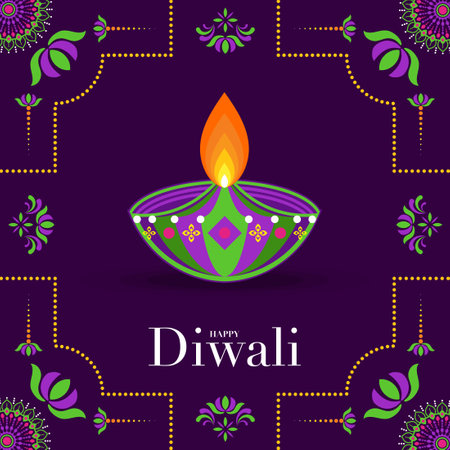 Happy Diwali, Deepavali or Dipavali the Indian festival Celebration flat design.のイラスト素材