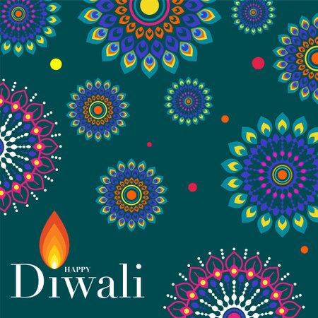 Happy Diwali, Deepavali or Dipavali the Indian festival Celebration flat design.のイラスト素材