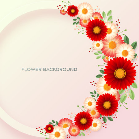 Wedding invitation floral card. Paper cut flowers for decor, realistic effect. Bright holiday design. with flowers paper cutのイラスト素材