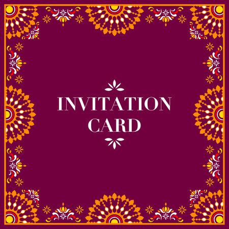 Indian  wedding invitation card template with India india pattern.のイラスト素材