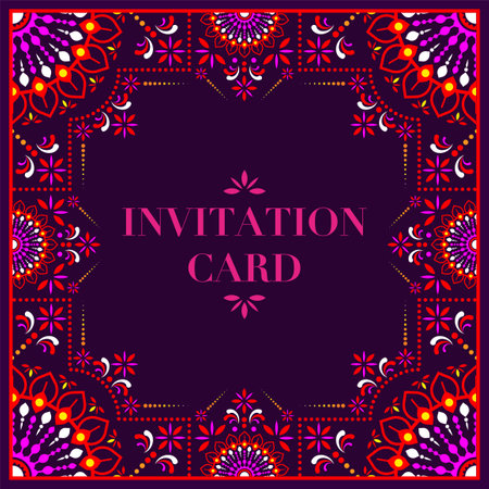 Indian  wedding invitation card template with India india pattern.のイラスト素材