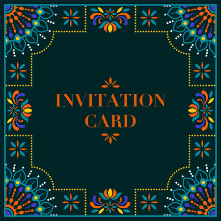 Indian  wedding invitation card template with India india pattern.のイラスト素材