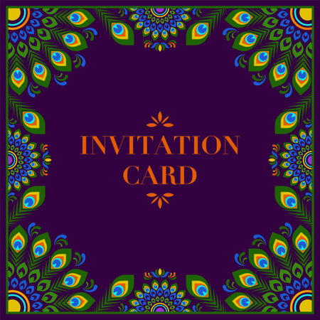 Indian  wedding invitation card template with India india pattern.のイラスト素材