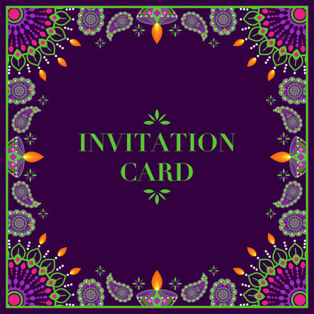 Indian  wedding invitation card template with India india pattern.のイラスト素材