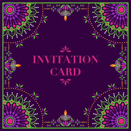 Indian  wedding invitation card template with India india pattern.のイラスト素材